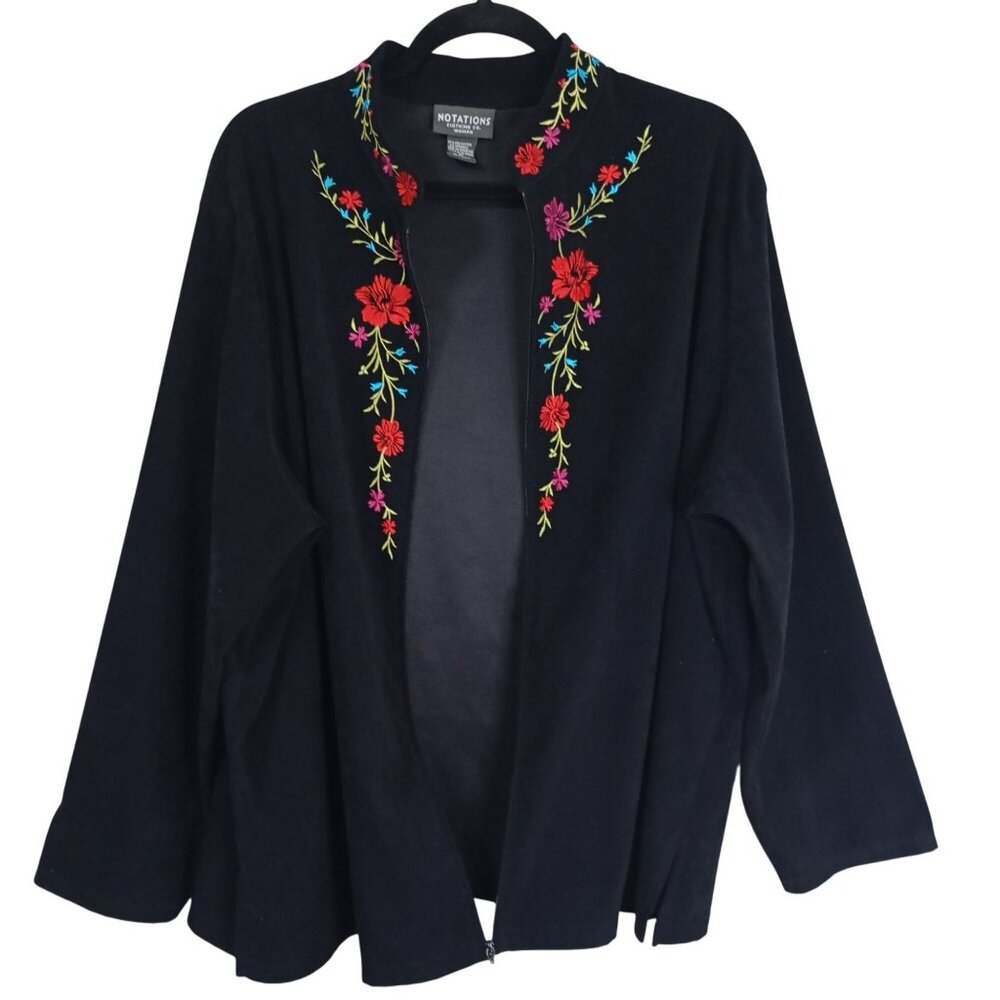 Notations Jacket Floral Embroidery Split Hem Wome… - image 6